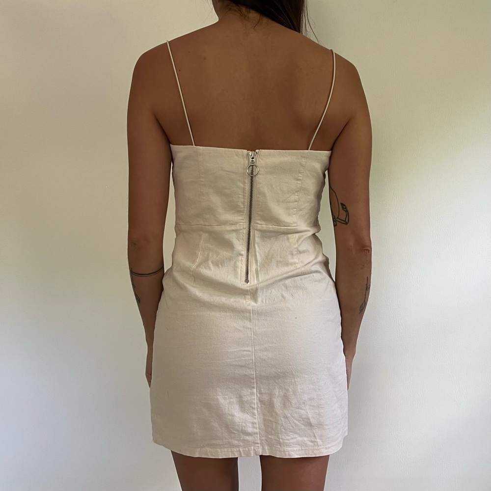 Urban Outfitters Colette Off White Cream Beige Linen Mini Dress - Picture 3 of 9